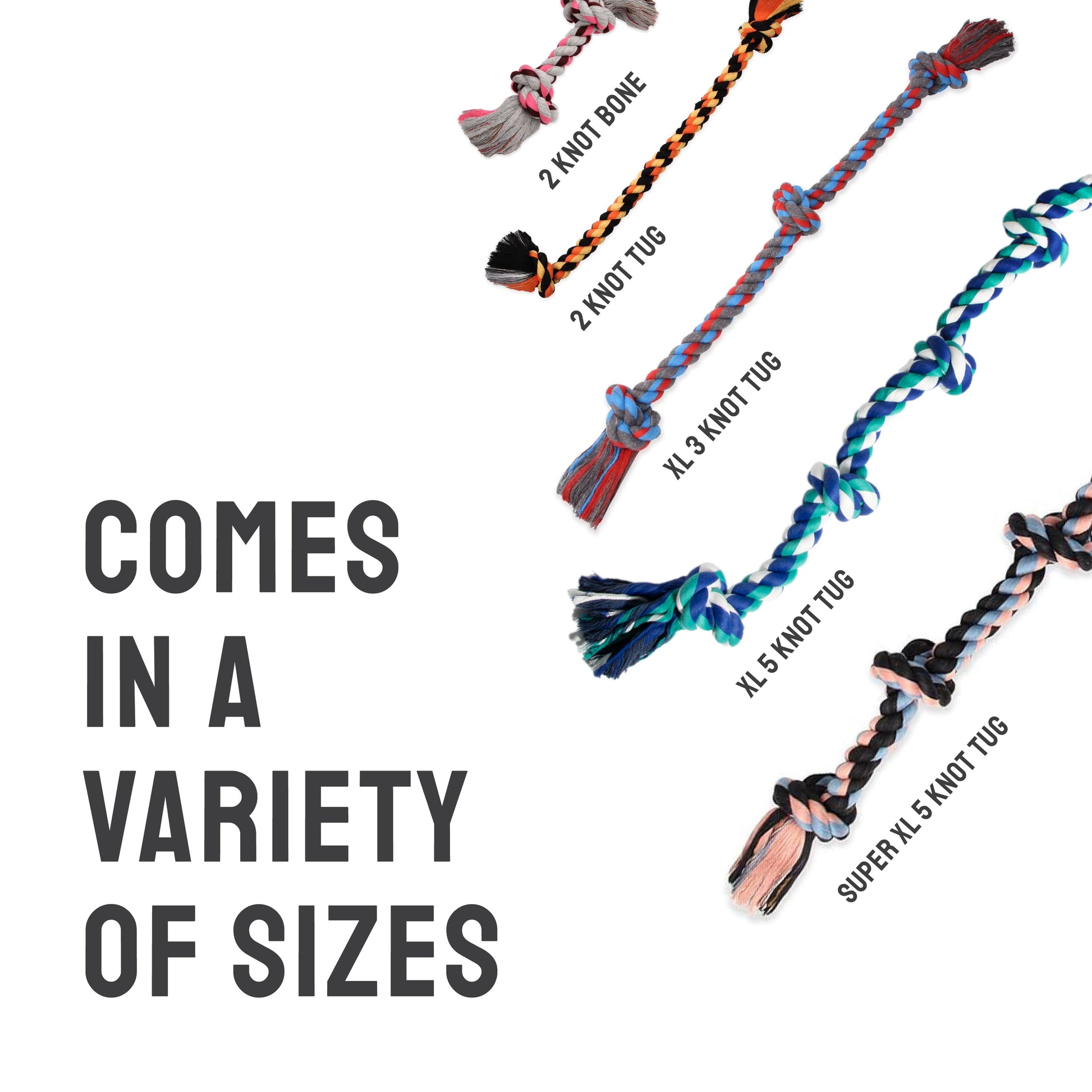 Flossy Chews Cottonblend 5 Knot Tug Rope Dog Toy, Super XL, 72", Assorted Colors
