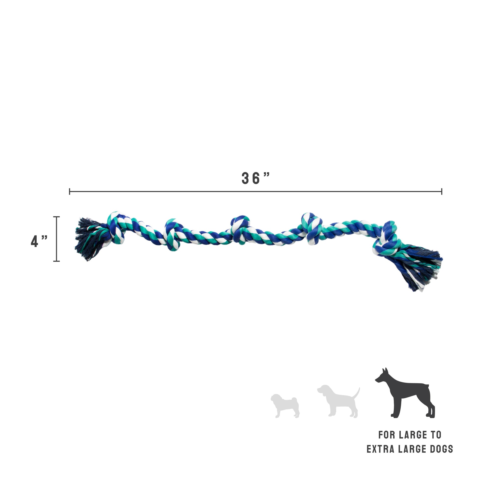 Flossy Chews Cottonblend 5 Knot Tug Rope Dog Toy, Super XL, 72", Assorted Colors