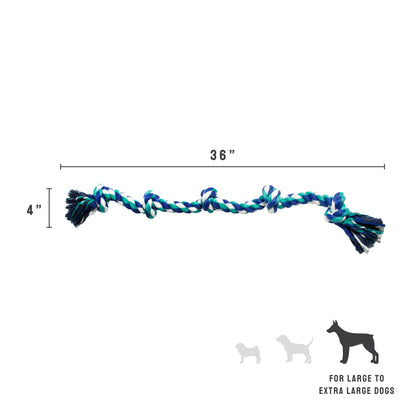 Flossy Chews Cottonblend 5 Knot Tug Rope Dog Toy, Super XL, 72", Assorted Colors